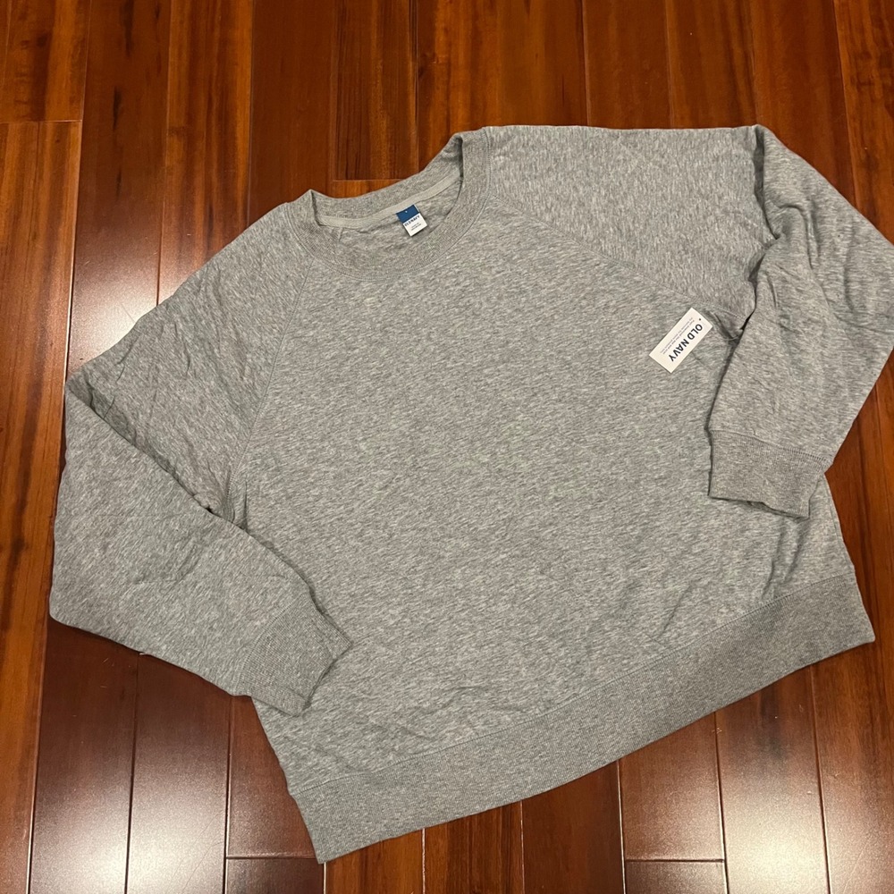 Old Navy Sweatshirt Crew Neck Heather Gray Raglan Long Sleeve New Size Large